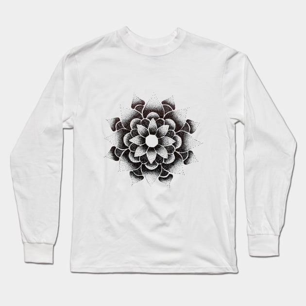 Mandala Dotwork Long Sleeve T-Shirt by byskyline